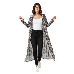 Animal Print Kimono Robe Beach Cover Up Cardigan